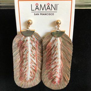 LAMANI SF Handcrafted Feathers Statement Earrings